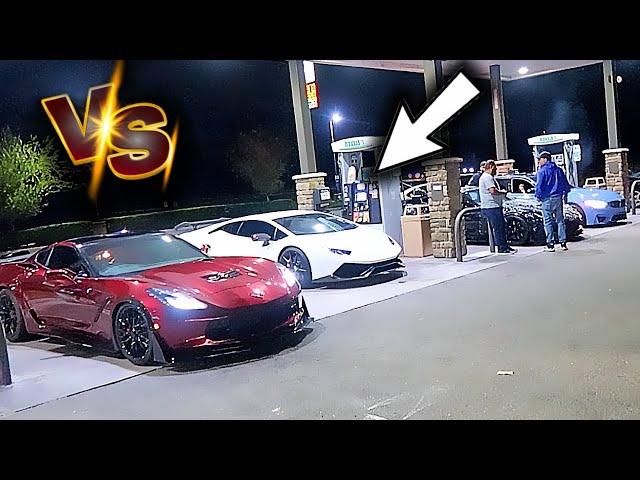 Fast C7 Corvette CALLS OUT Lamborghini Owner for a Race!