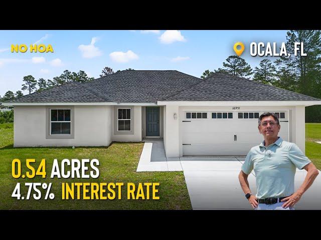 AFFORDABLE new homes with a lot of LAND and THE BEST interest rate in Ocala, Florida NO HOA