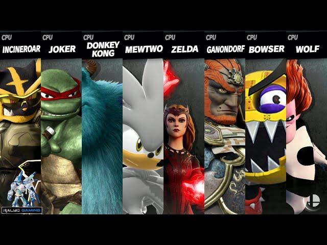 Incineroar vs Raph vs Sully vs Silver vs Scarlet Witch vs Ganondorf vs Toc-Man vs Syndrome