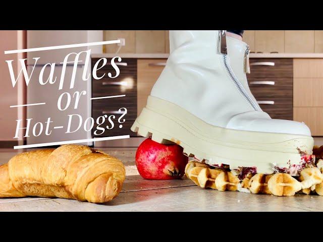 White Rabbits vs. Hot-Dogs, Cake, Waffles! Oddly Satisfying Fast-Food Crushing! ASMR