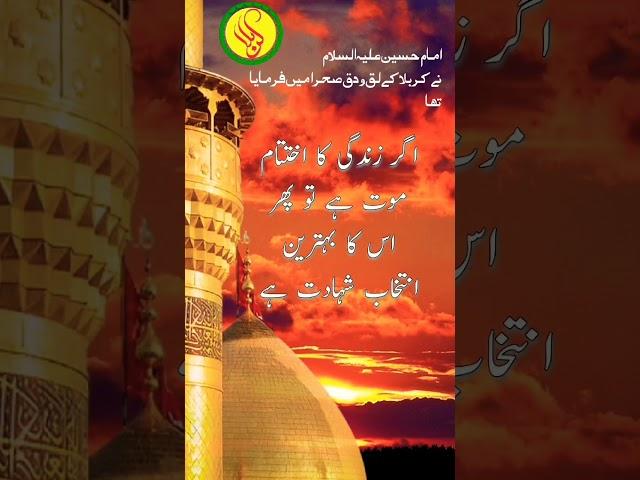 Hazrat Imam Hussain as Quotes/Saying ~Karbala main Khutba #azadarinetwork #islamicstatus #azadari110