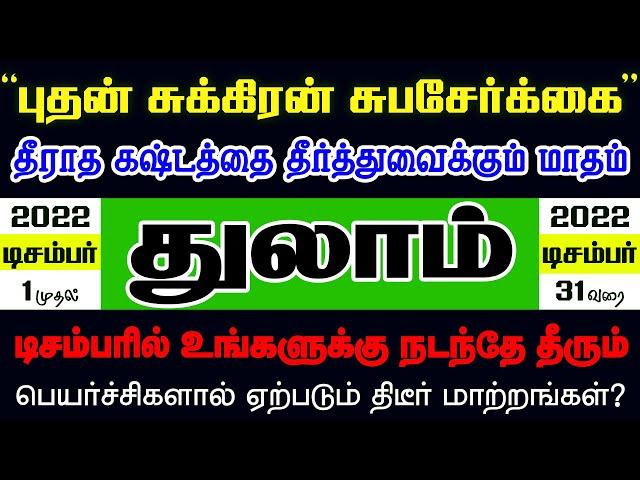 Thulam | டிசம்பர் ராசிபலன் 2022 | துலாம் | Selvavel | thulam selvavel | #rasipalan #thulam #துலாம்