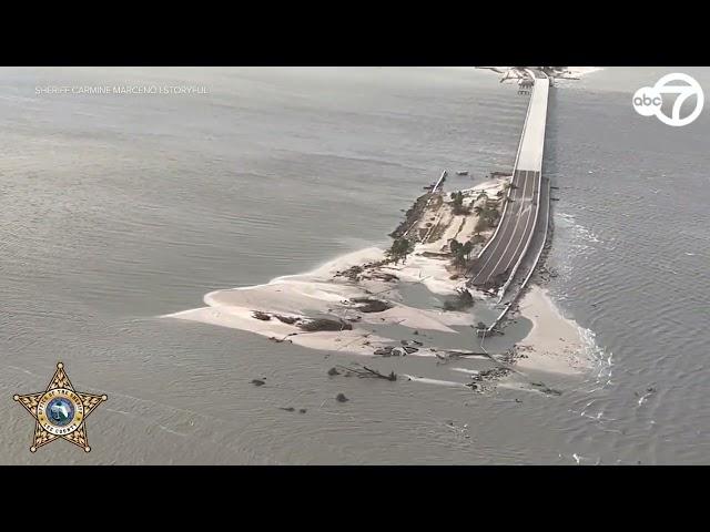 Aerial view of devastation in Lee County, Florida