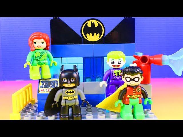 Just4fun290 Builds Batman Batcave With Blocks | The Joker | Poison Ivy | Superhero Adventure