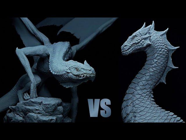 Sculpting Legendary Dragons from Germanic Mythology | Lindwurm VS Gluhschwanz