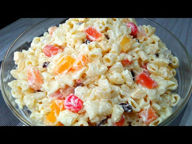 CREAMY MACARONI FRUIT SALAD // Quick and easy recipe