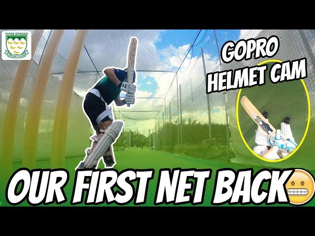 GoPro Helmet & Stump Cam | Cricket Nets Practice | FIRST GROUP TRAINING SESSION