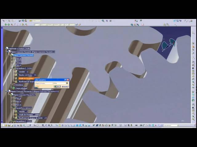 Engrenage paramétré catia v5 animation