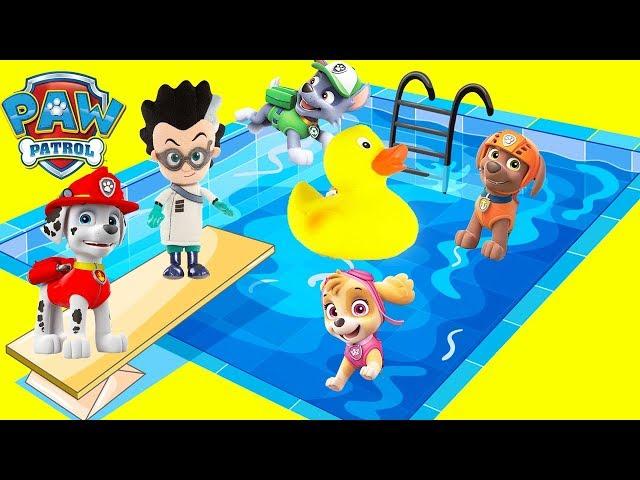 Paw Patrol Waterslide Toy Compilation with Rubber Ducky Kiki, PJ Masks