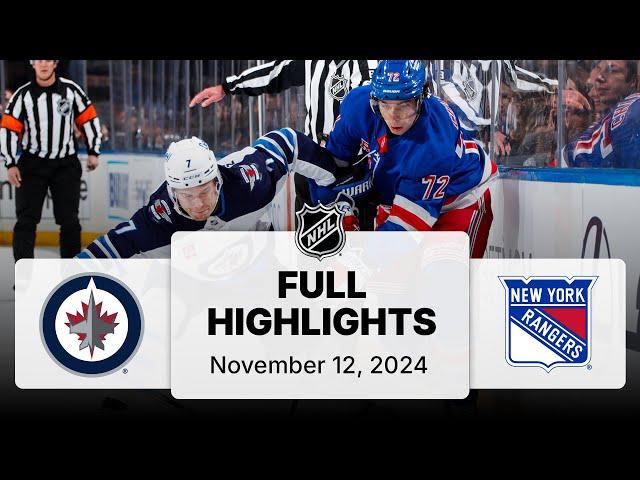 NHL Highlights | Jets vs. Rangers | November 12, 2024