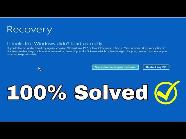 Recovery - Its looks like Windows hasn't loaded correctly