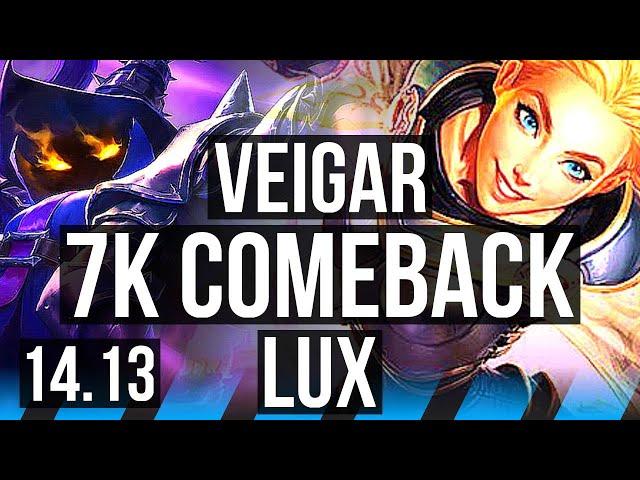 VEIGAR vs LUX (MID) | 7k comeback, 59k DMG, Legendary, 11/5/16 | EUNE Master | 14.13