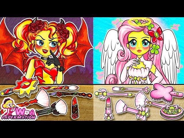 MY LITTLE PONY Makeup Transformation : Devil Sunset Shimmer VS Angel Fluttershy | 재미있는 스톱 모션 만화