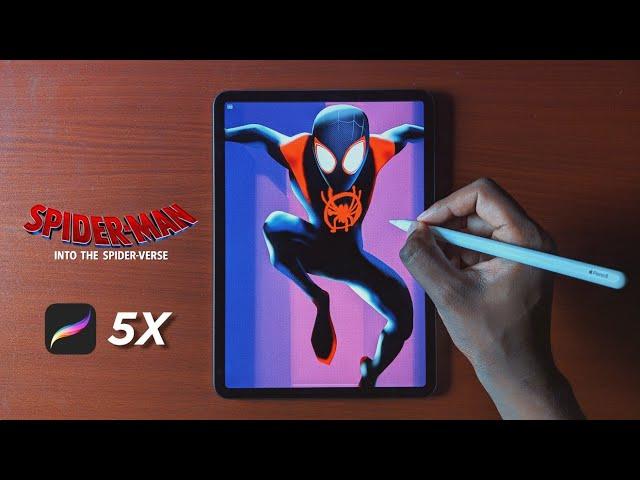 Spiderman into the spider-verse drawing | Timelapse drawings | Procreate 5x  Halftone effect 