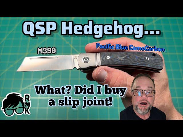 Unboxing a 1st for me! A slip joint!  The QSP Pacific Blue CamoCarbon Hedgehog knife!