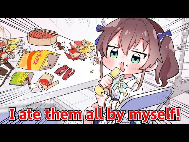 【Animated Hololive/Eng sub】Matsuri munches on all the snacks in the waiting room!【Natsuiro Matsuri】