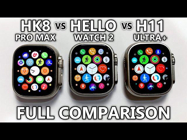 HK8 Pro Max vs Hello Watch 2 vs H11 Ultra+ Full Comparison! Top 1 Sport SmartWatches 2023 - ASMR