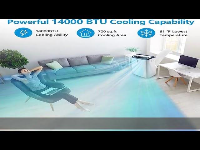 Rintuf 14000 BTU ASHRAE Portable Air Conditioner, Portable AC Cools to 700 Sq.ft Room, AC Unit for