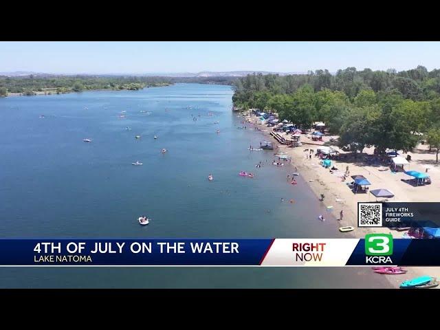 Lake Natoma packed with people on the water for Fourth of July