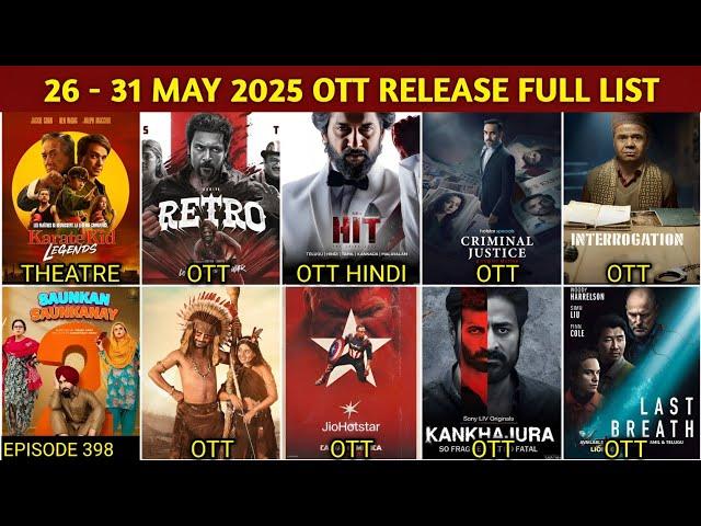 This Week 26 - 31 May OTT Release Movies & Web Series | Hit 3 Hindi OTT | Retro Hindi OTT | Netflix