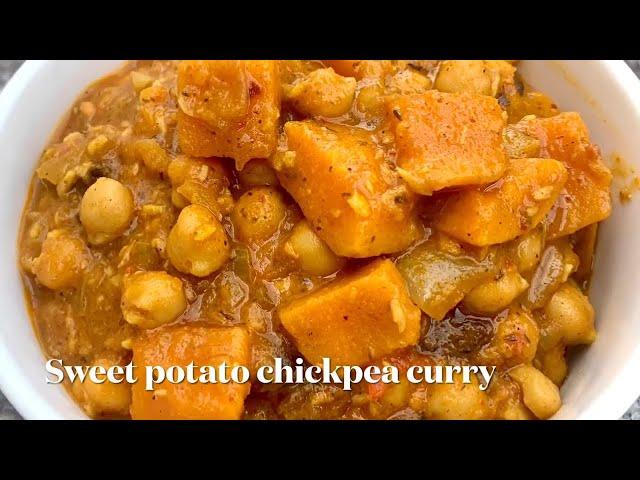 How to make sweet potato chickpea curry/ easy sweet potato curry recipe /vegan sweet potato curry