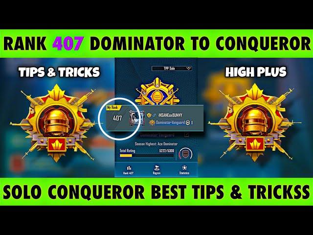 DAY 26 : RANK 407 DOMINATOR TO 10’TH ID CONQUEROR. SOLO CONQUEROR BEST HIGH PLUS TIPS AND TRICKS