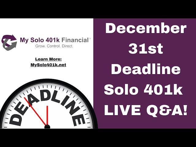  LIVE Q&A:  Get Your $1,500 Solo 401k Tax Credit Before 2024 Deadline