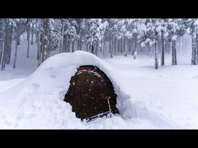 吹雪のソロキャンプ|ホットテントは雪で隠れました