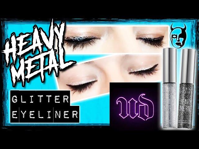 Urban Decay Heavy Metal Glitter Eyeliner glitter liner swatches Glam Rock, Gunmetal Review & Try On