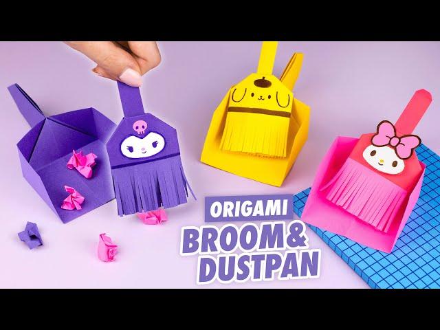 Origami Mini paper broom and dustpan | Kuromi & My Melody Paper crafts