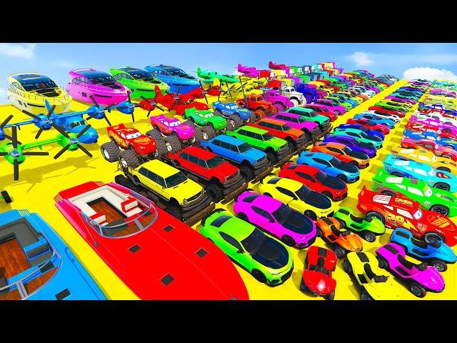 GTA V Mods Stunt Car Racing Challenge By SPIDER-MAN With Amazing Motocycle Super Car Truck And Plane