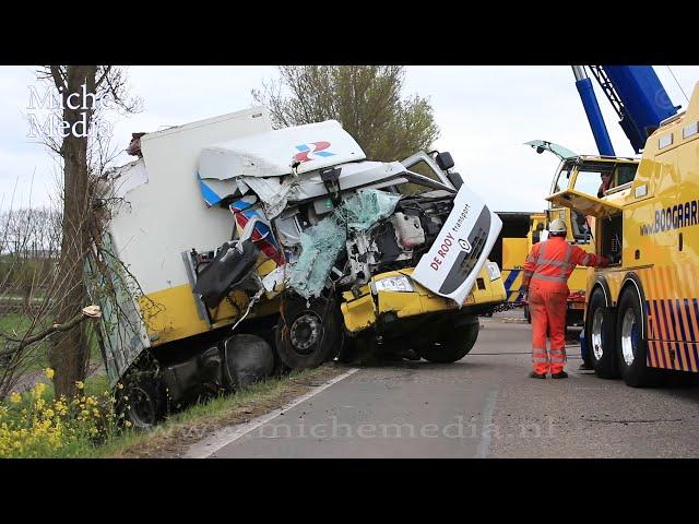 HEAVY RECOVERY OF CRASHED TRUCK FROM DITCH  