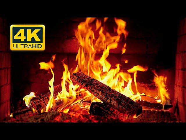  Cozy Fireplace 4K (12 HOURS). Fireplace with Crackling Fire Sounds. Crackling Fireplace 4K