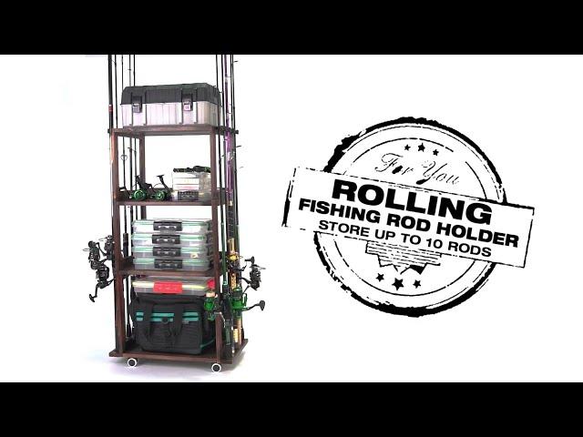 360 degree rotating fishing rod rack with wheels installation steps video