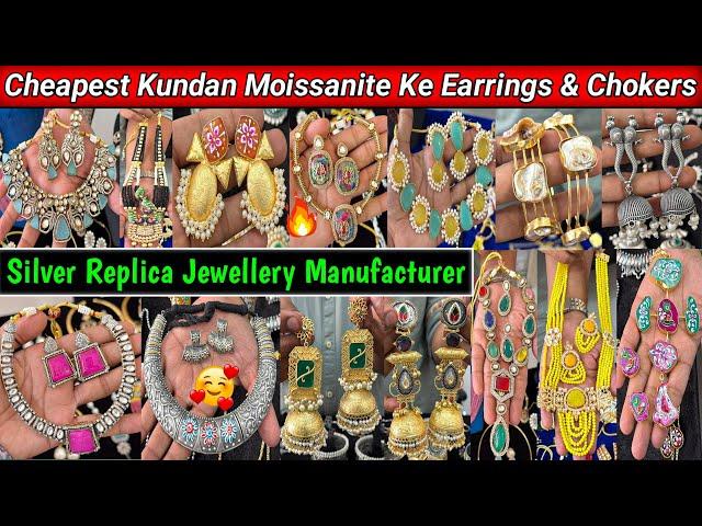 Amazing Quality Silver Replica & Kundan Moissanite Jewellery | Earrings, Necklaces, Choker Sets