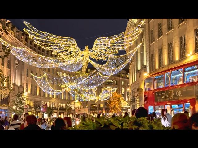 2024 London Christmas Lights Tour  Regent Street Christmas Lights Walk & Shop Displays  4K HDR