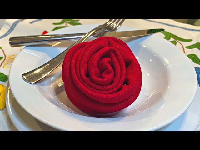 HOW TO FOLD A NAPKIN INTO A ROSE: PARTY TABLEWARE TUTORIAL