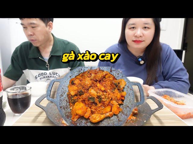 Vlog 189 : ăn gà xào cay Hàn quốc rất cay | Dung khàn