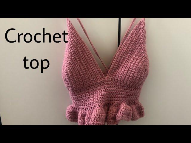 How to Crochet a ruffle bralette top | Anna.jisalo