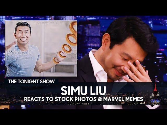 Simu Liu Reacts to Viral Stock Photos of Himself and Marvel Memes | The Tonight Show