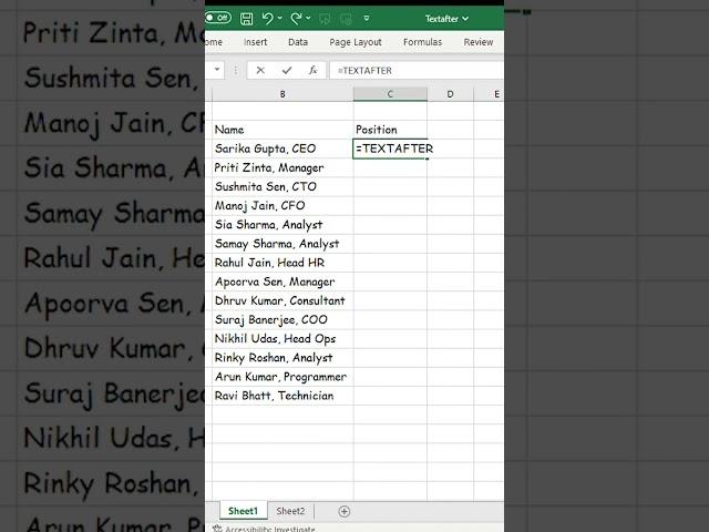 How to use TEXTAFTER in Excel #shortfeed #shorts