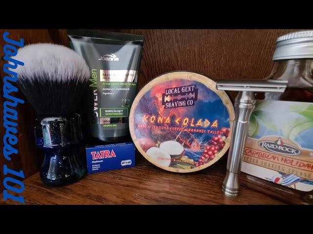 local gent shaving co. Kona colada soap; blackland dart;tatra blade; yaqi mysterious space brush