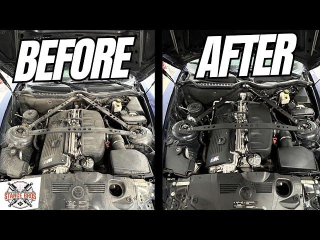 How to Clean Your Engine Bay Full Detail | BMW Z4m Coupe | Stance Bros