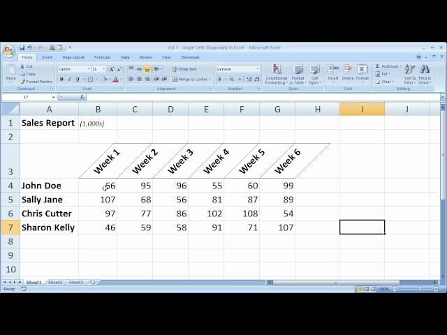 Excel Formatting Tip 7 - Angle Cells Diagonally in Excel Make Better Looking Reports and Tables