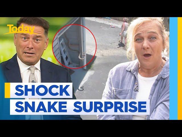 CCTV captures moment snake launches at Queensland mum | Today Show Australia