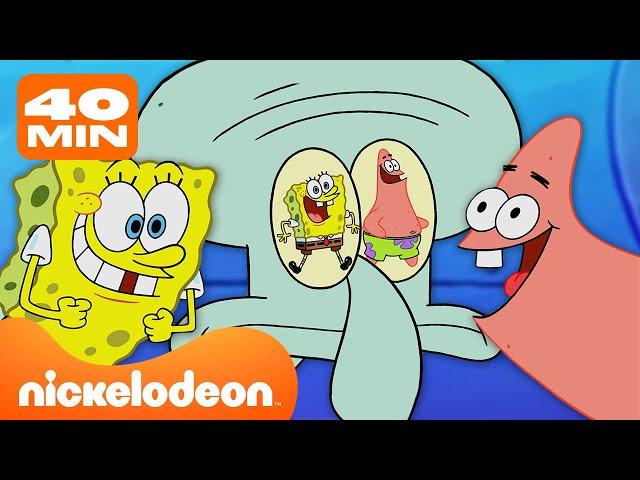 Губка Боб и Патрик раздражают Сквидварда в НОВЫХ сериях на протяжении 40 МИНУТ | Nickelodeon