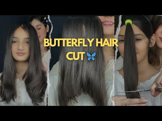 Easy Butterfly hair cut at home // How to cut layers cutting at home  // Hair cut tutorial