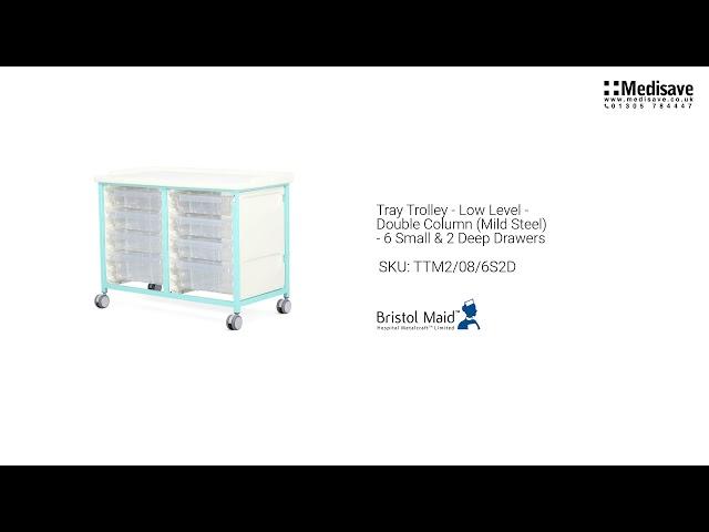 Tray Trolley Low Level Double Column Mild Steel 6 Small 2 Deep Drawers TTM2 08 6S2D