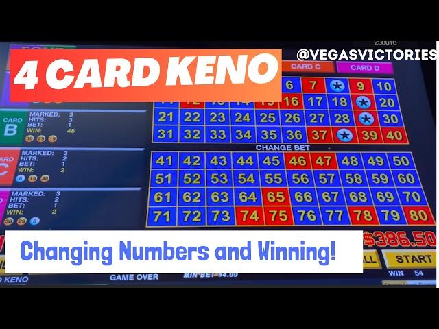 Is this how to win at 4 Card Keno | High Limit Keno $8 per spin | Changing numbers leads to a win