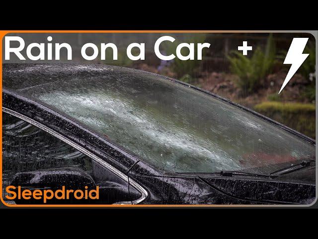 ► BLACK SCREEN Rain Sounds on a Car for Sleeping with Distant Thunder (Lluvia) Fall Asleep Fast